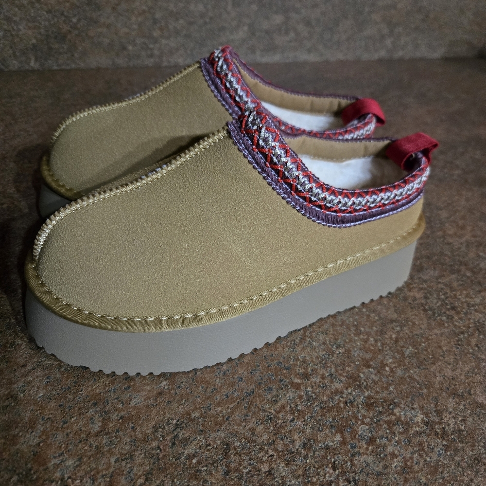 Platform Stylish Tan Slip-On Women's Shoes